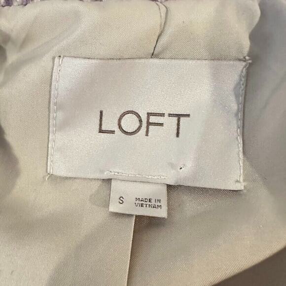 LOFT Lilac Wool Blend Pea Coat Jacket Herringbone Asymmetric Zip Pockets Small - Picture 10 of 11